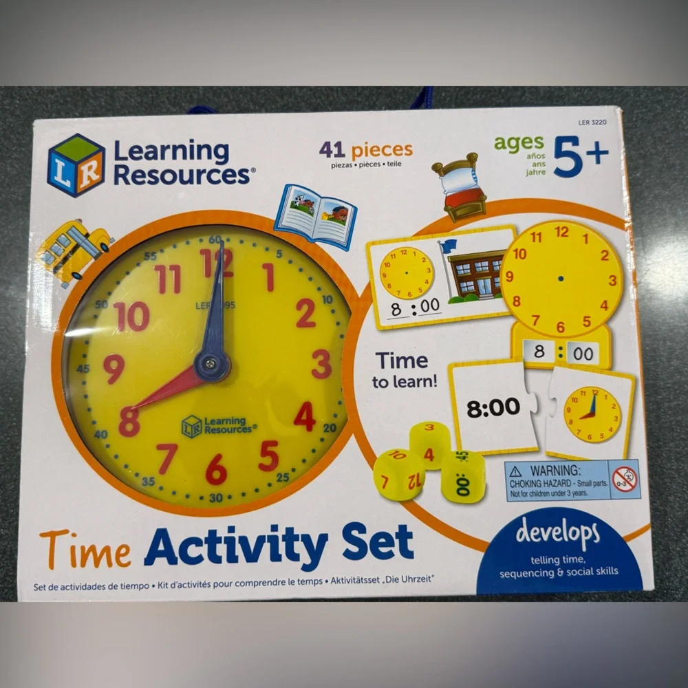 Learning Resources Time Activity Set for Kids 41 pieces develops time NIB